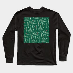 Holly Leaves, Pattern, Christmas Long Sleeve T-Shirt